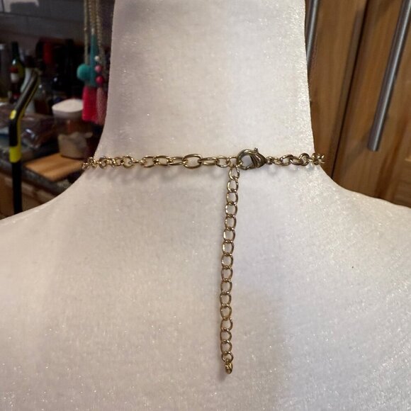 Moon and Lola Tassel Navy and Gold Necklace - Picture 3 of 4